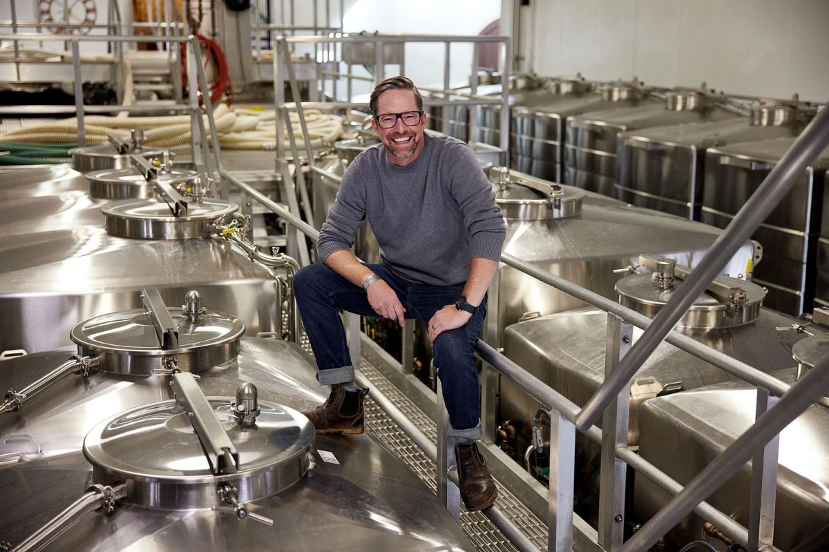 Winemaker Brett Weis in the tanks room at Eleven Eleven Wines